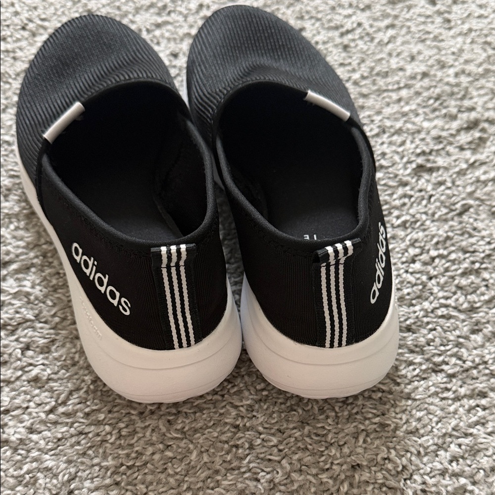 New! Women Adidas Black and White Slip-On Sneakers - Picture 3 of 5